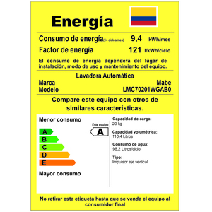 Lavadora Automática 20 kg Silver Mabe - LMC70201WGAB0