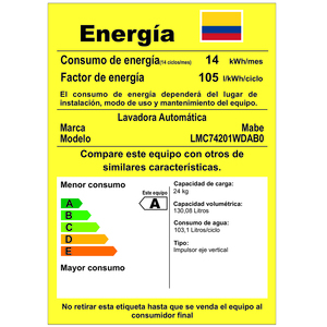 Lavadora Automática 24 kg Diamond Gray Mabe - LMC74201WDAB0