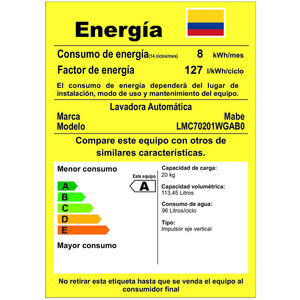 Lavadora Automática 20 kg Silver Mabe - LMC70201WGAB0