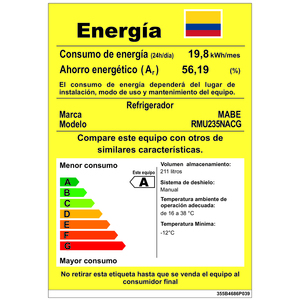 Nevera Convencional 235 Lts. Brutos Grafito Mabe - RMU235NACG