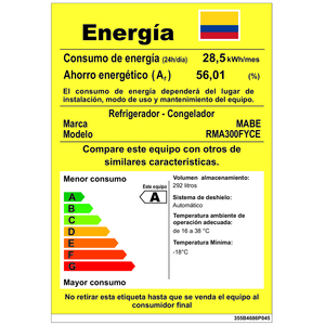 Nevera No Frost 300 Lts. Brutos Gris Mabe - RMA300FYCE