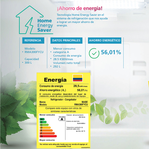 Nevera No Frost 300 L Inoxidable Mabe - RMA300FYCU