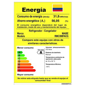 Nevera Convencional 390 Lts. Brutos Grafito Mabe - RMC390FACG