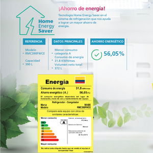 Nevera Cycle Defrost 390 L Inoxidable Mabe - RMC390FWCE