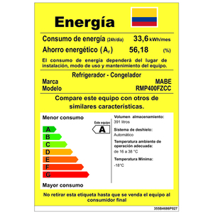 Nevera No Frost 400 Lts. Brutos Panel Digital Black Mabe - RMP400FZCC