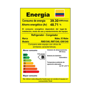 Refrigerador No Frost de 400 Lts Brutos Inoxidable Mabe - RMS1540AMXX0