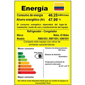 Nevera No Frost de 510L Inoxidable Mabe - RMS1951AMXX0