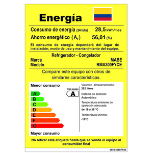 Nevera No Frost 300 Lts. Brutos Gris Mabe - RMA300FYCE