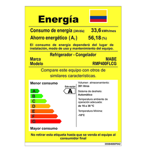 Nevera No Frost 400 Lts. Brutos Grafito Mabe - RMP400FLCG